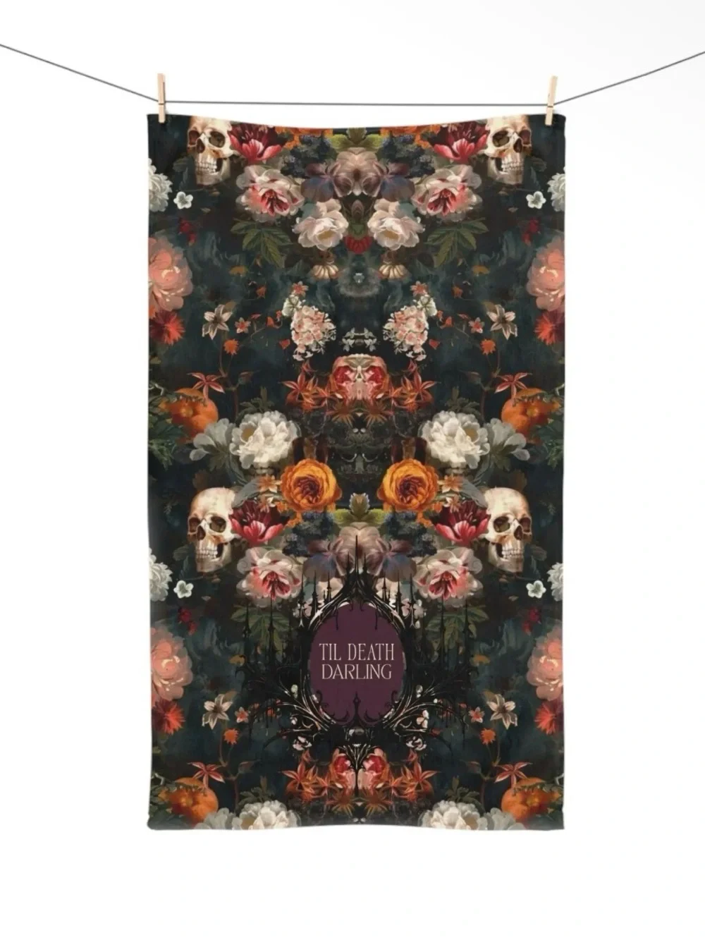 Til Death Darling Tea Towel - Gothic Dark Romance Kitchen Towel For Book Lovers